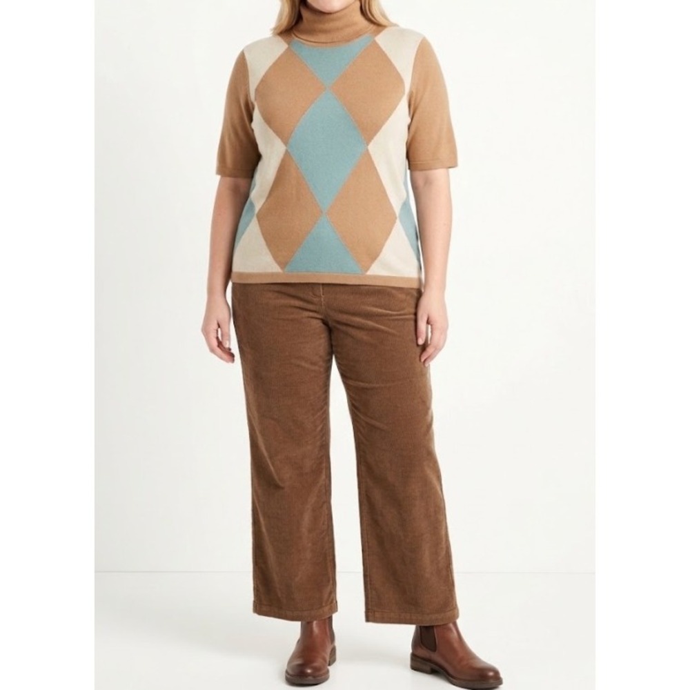 Vintage Brooks Brothers 346 Womens Sweater XL Argyle Silk Cashmere Academia